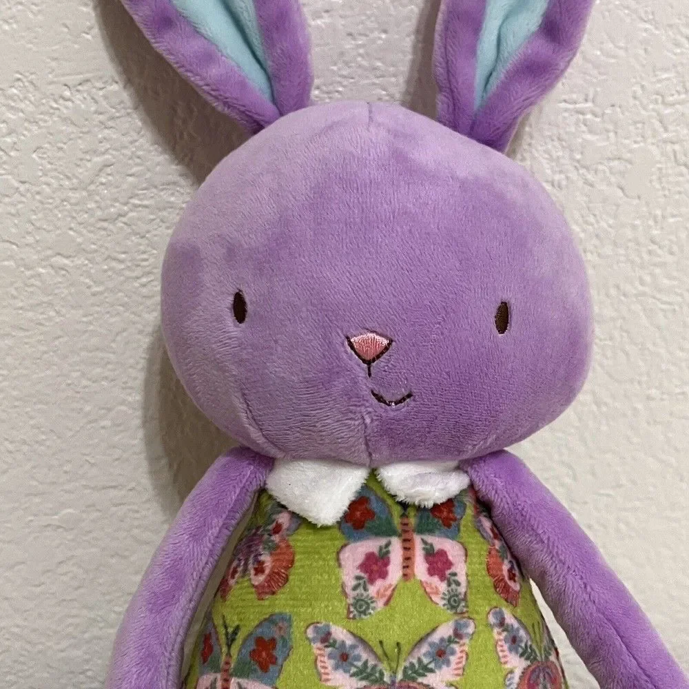 Bunnies By The Bay Bunny Rabbit Purple Green Plush Stuffed Animal Butterflies